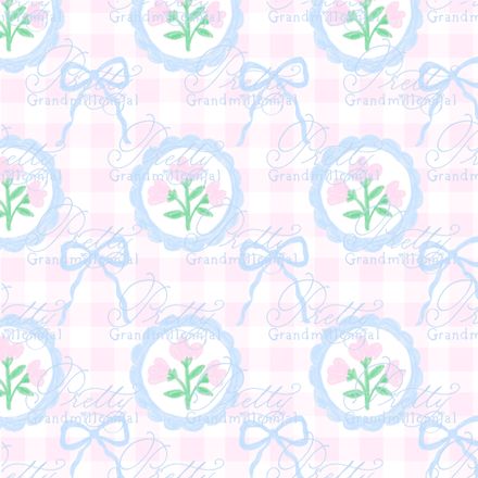 Preppy Coquette Bows and Floral on Pink Gingham