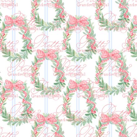 Preppy Christmas Wreaths with Blue Stripes