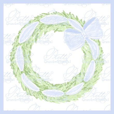 Preppy Blue Bow Ribbon Wreath