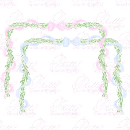 Preppy Blue &amp; Pink Bows Ribbon Garland Frames