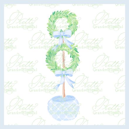 Preppy Topiary Bow Ginger Jar Pot