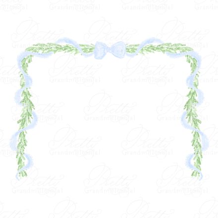 Preppy Bow Garland Frame Blue Ribbon
