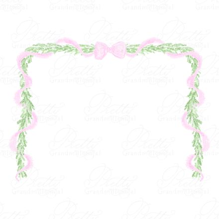 Preppy Bow Garland Frame Pink Ribbon