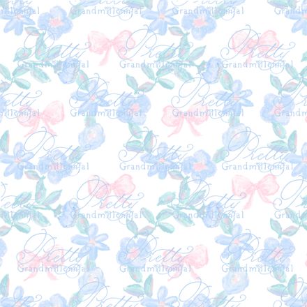 Preppy Blue Flower Wreaths with Pink Bows