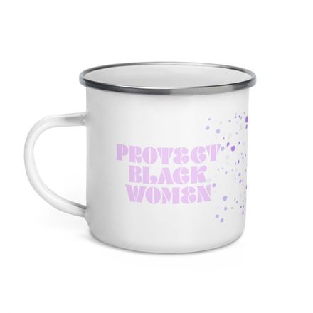 Protect Black Women with Freckles Enamel Coffee Mug