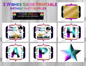 3 Wishes Genie Printable Party Supplies