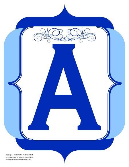 8X10.5 Inch Royal Blue Printable Letters A-Z, 0-9