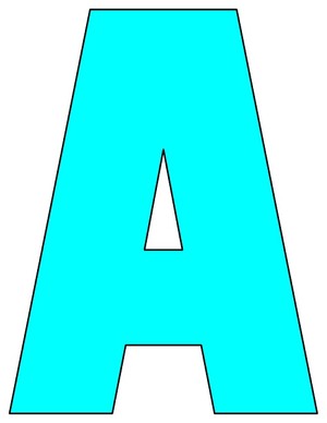 8X10.5  Inch Aqua Printable Letters A-Z, 0-9