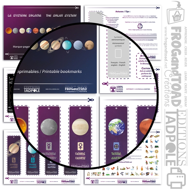 Marque-Pages Planètes Système Solaire / Bookmarks Solar System Planets - FROGandTOAD Créations