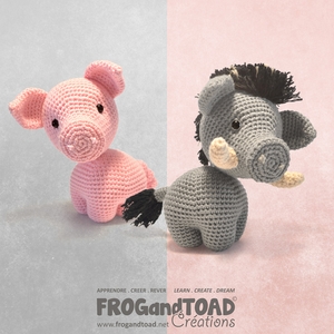 Albert Pig / Cochon &amp; Romuald Boar / Sanglier - Amigurumi Crochet - FROGandTOAD Créations