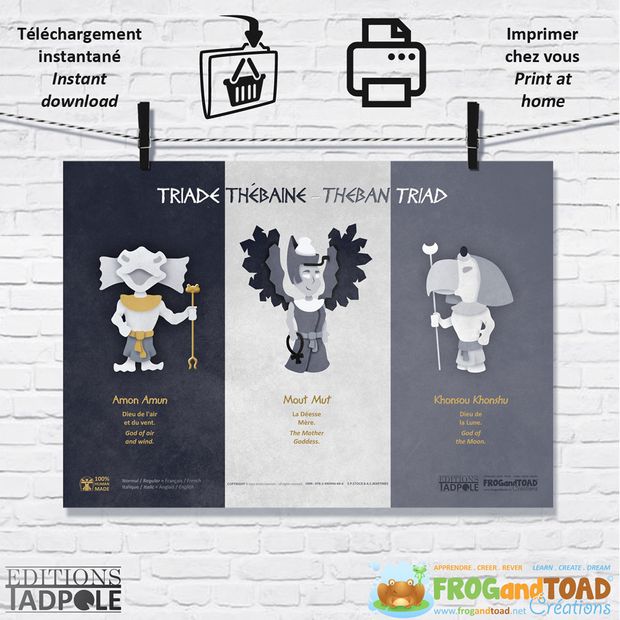 DIGITAL PDF - Triade Thébaine / Theban Triad - Dieux Gods - FROGandTOAD Créations
