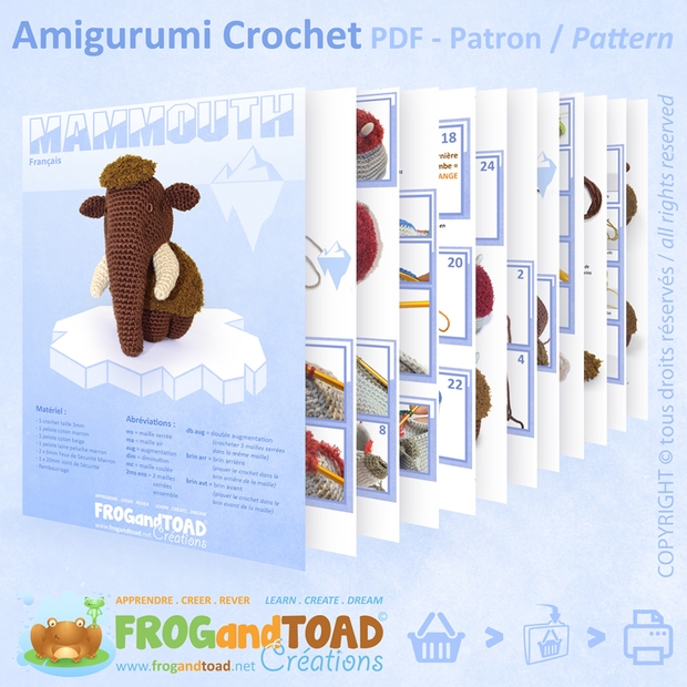 CHIBI Mammouth / Woolly Mammoth - ELEPHANT - Amigurumi Crochet FROGandTOAD Créations