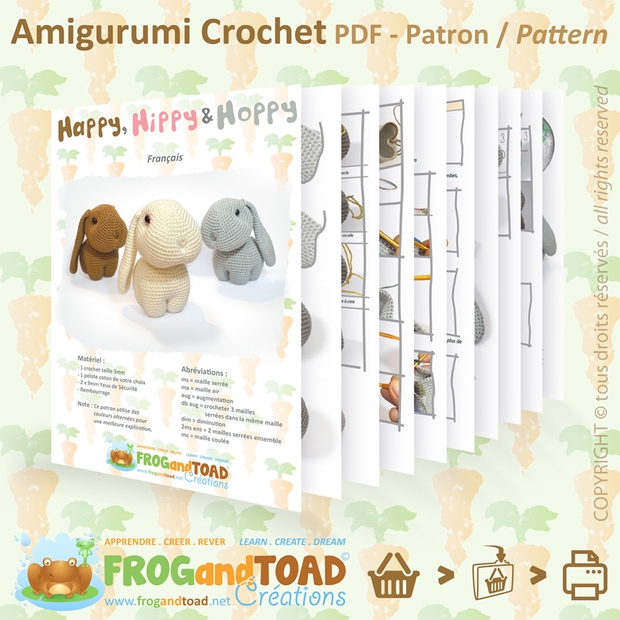 Lapin / Bunny Rabbit / Coniglio / Haschen - Amigurumi Crochet - PDF - FROGandTOAD Créations ©