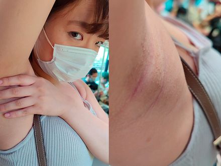 セクシー美女のムチムチ腋肉とジョリ腋を睨まれ続けても超接写 Super close-up of a sexy beauty&#x27;s armpit flesh while she stares at you