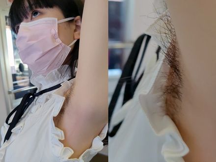 ナチュラル腋毛少女の衝撃再び！更に伸び放題の腋毛を超接写 Natural armpit hair girl shock again!