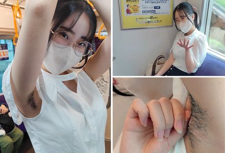 眼鏡美女の濃厚腋毛と過激な誘惑を超接写