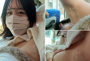 腋見せコーデ女子の満車バス内での大胆腋毛露出を超接写