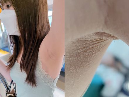 スタイル抜群の美女の油断したチョロチョロ腋毛を上から下から超接写 The beauty with great style and armpit hair from above and below