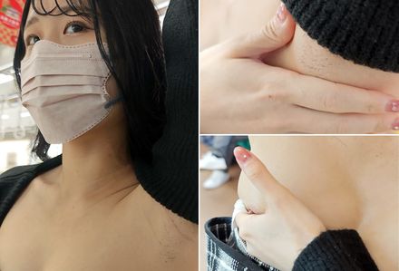 真冬の腋見せコーデ女子のまさかのジョリ腋を超接写