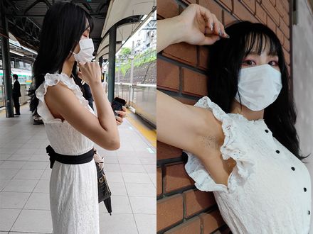 恵○寿系スレンダーお嬢様の恥ずかしいジョリ腋を超接写 Super close-up of the embarrassing armpit hair of a urban young lady
