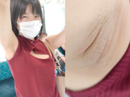 スレンダー美女再び！自由奔放過ぎる小悪魔の指の中で伸縮するジョリ腋を超接写 Slender beauty again!