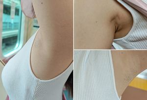 爆乳ノースリ美女のむっちりジョリ腋を超接写