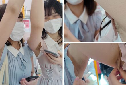帰ってきたお嬢様とお友達の腋毛をダブルで超接写 Double super close-up of the armpit hair of the young lady and her friend