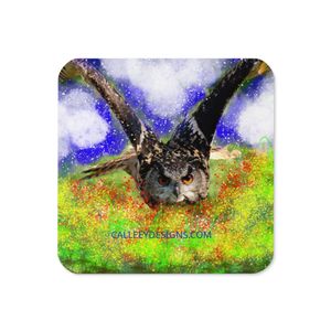 51 OWL CORK BACK COASTER 3.74 X 3.74