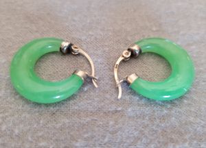 Pair of Jade Earring Hoops in 925 Silver Settings