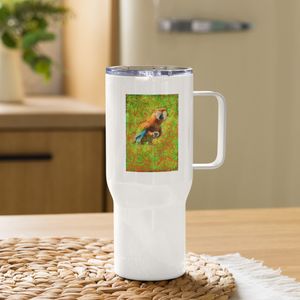 27 PARROT TRAVEL MUG WITH HANDLE 25 OZ
