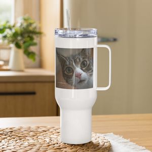 SURPRISE CAT TRAVEL MUG WITH HANDLE 40 OZ