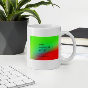 FIND HAPPINESS WITHIN WHITE GLOSSY MUG 16 OZ