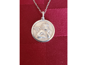 925 Italy Silver Stieff Cherub Pendant on Sterling Silver Necklace