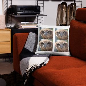 BROWN OWL ON ALL OVER PRINT BASIC PILLOW CASE 18 X 18