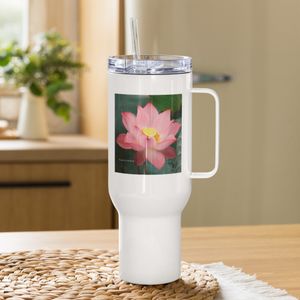 LOTUS FLOWER TRAVEL MUG WITH HANDLE 40 0Z