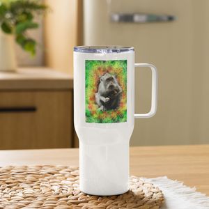 192 MONKEY WITH BABY TRAVEL MUG WITH HANDLE 25 OZ