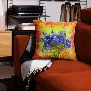 79 BLUE FLORAL ALL OVER PRINT BASIC PILLOW CASE 22 X 22
