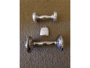 Vintage Sterling &amp; Plated Silver Baby Rattles “Goosey Gander” – 3pc