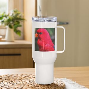 RED PARROT TRAVEL MUG WITH HANDLE 40 OZ
