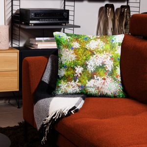 83 WHITE FLORAL ALL OVER PRINT BASIC PILLOW CASE 22 X 22