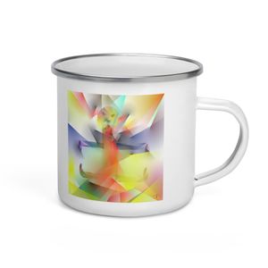 011 - CUBEFACE ENAMEL MUG 12 0Z