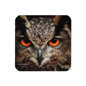 RED EYE OWL CORK BACK COASTER 3.74 X 3.74