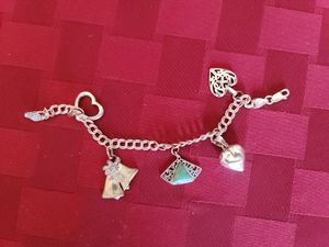 925 Italy Silver Hearts &amp; Bells Charm Bracelet