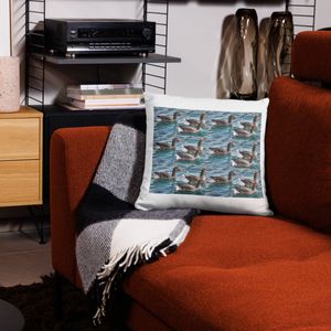 3 DUCKS IN WATER ON ALL OVER [RINT BASIC PILLOW CASE 18 X 18