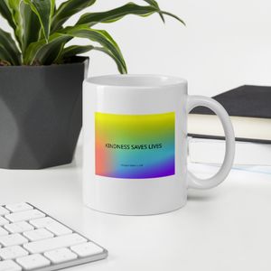 KINDNESS SAVES LIVES WHITE GLOSSY MUG 11 OZ