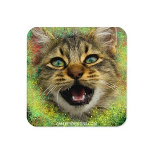 49 CAT CORK BACK COASTER 3.74 X 3.74