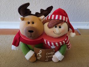 Collectible Reindeer &amp; Elf “Cookie Carols” Christmas Double Cookie Box