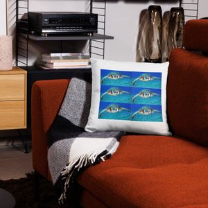 SWIMMING TURTLE ON ALL OVER PRINT BASIC PILLOW CASE 18 X 18