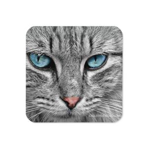 BLUE EYE CAT CORK BACK COASTER 3.74 X 3.74