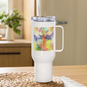 011 CUBEFACE TRAVEL MUG WITH HANDLE 40 OZ